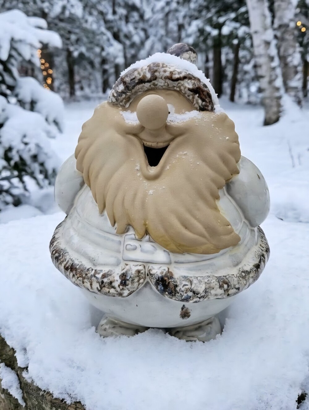 Santa Ceramic Statue in Cream and Brown